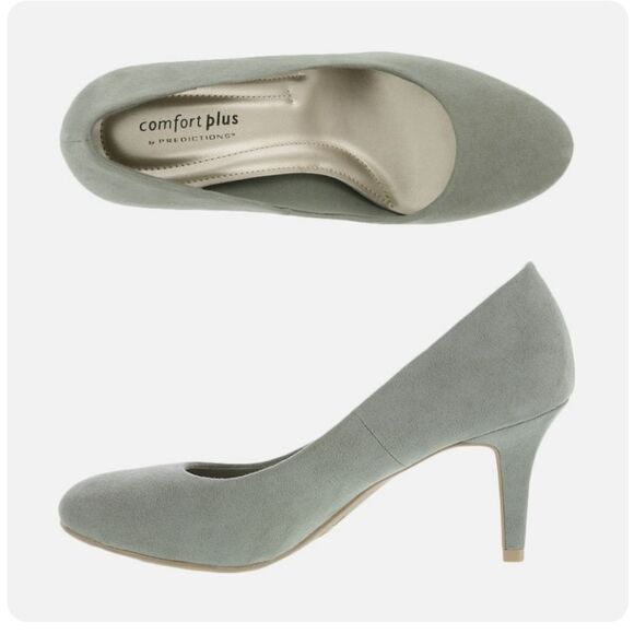 🩵Comfort Plus by Predictions Light Gray Suede Heels Size 7.5 - Picture 3 of 13